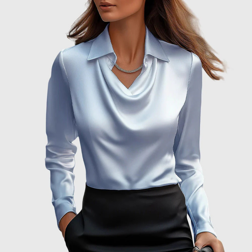 Lynn Draped Blouse in Light Blue