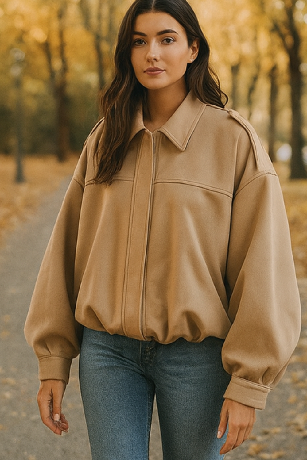 Nala Vintage Oversized Jacket in Beige
