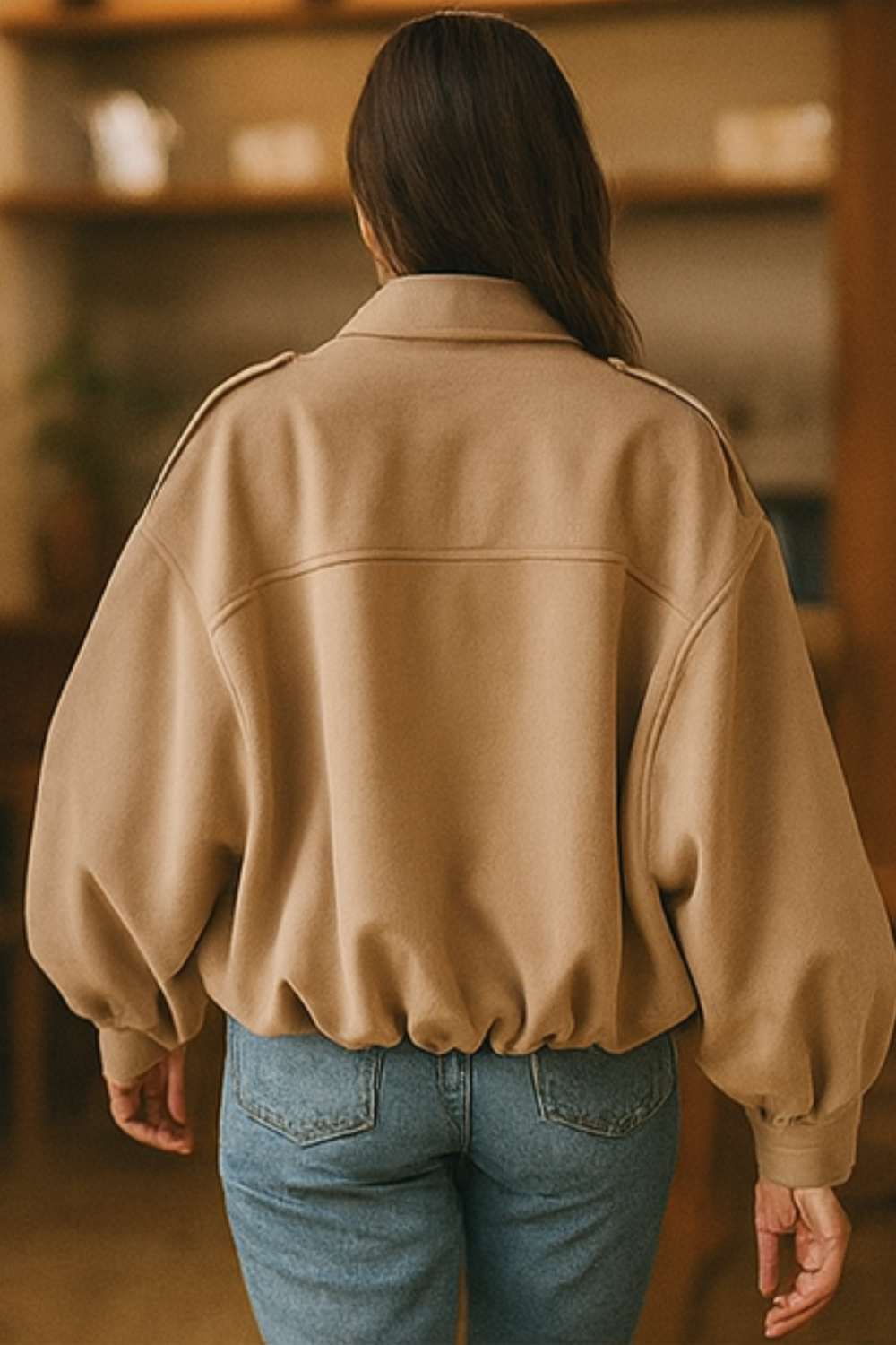 Nala Vintage Oversized Jacket in Beige