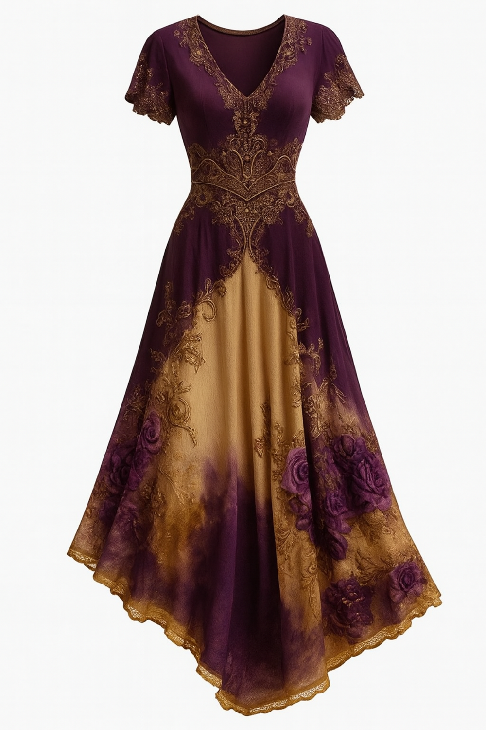 Celeste Flowing Floral Dress with Fine Embroidery