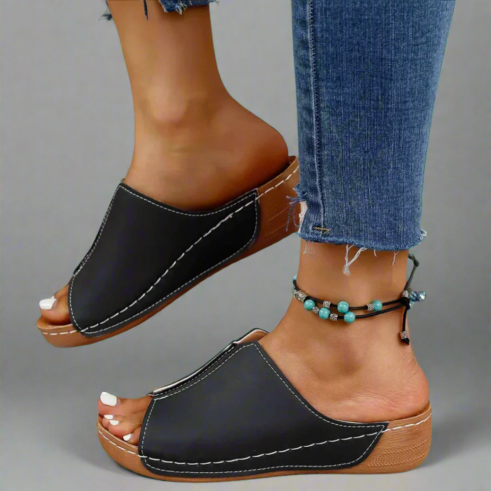 Miri Premium Wedge Open-Toe Adjustable-Strap Sandals
