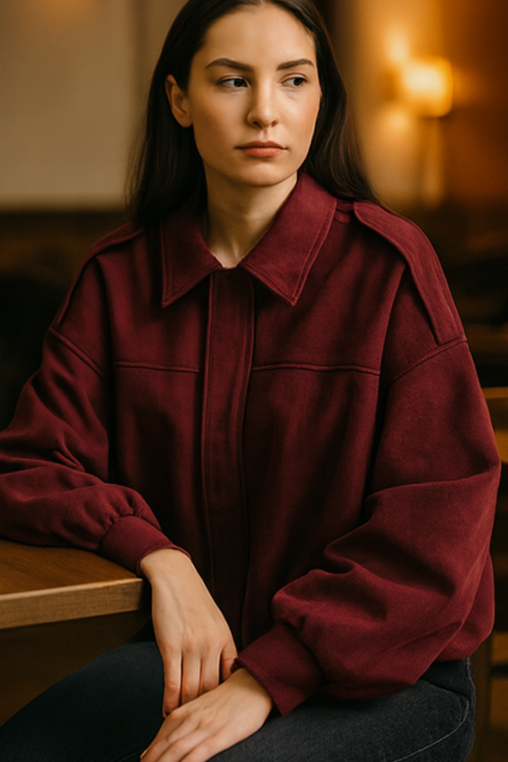 Nala Vintage Oversized Jacket in Red