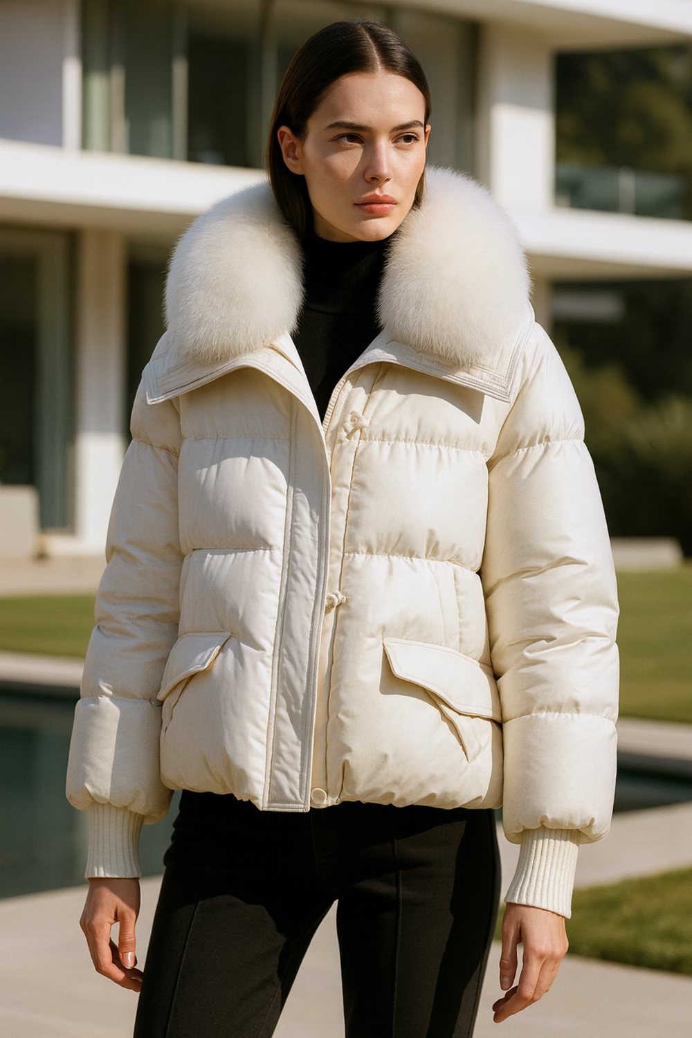 Indila Faux Fur Collar Jacket