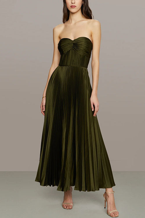 Elarine Strapless Pleated Maxi Dress