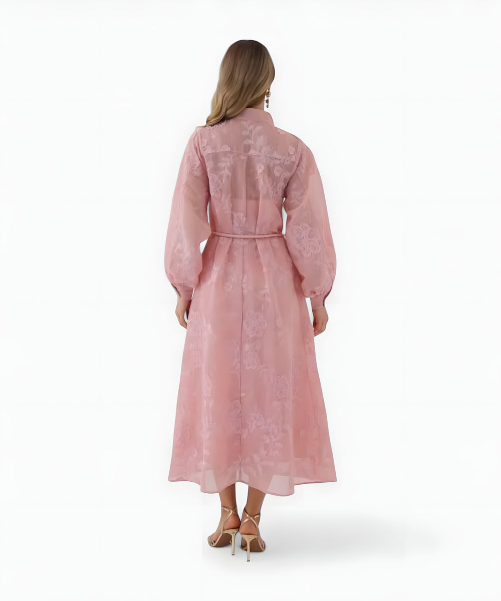 Isadora Jacquard Midi Dress | Pink