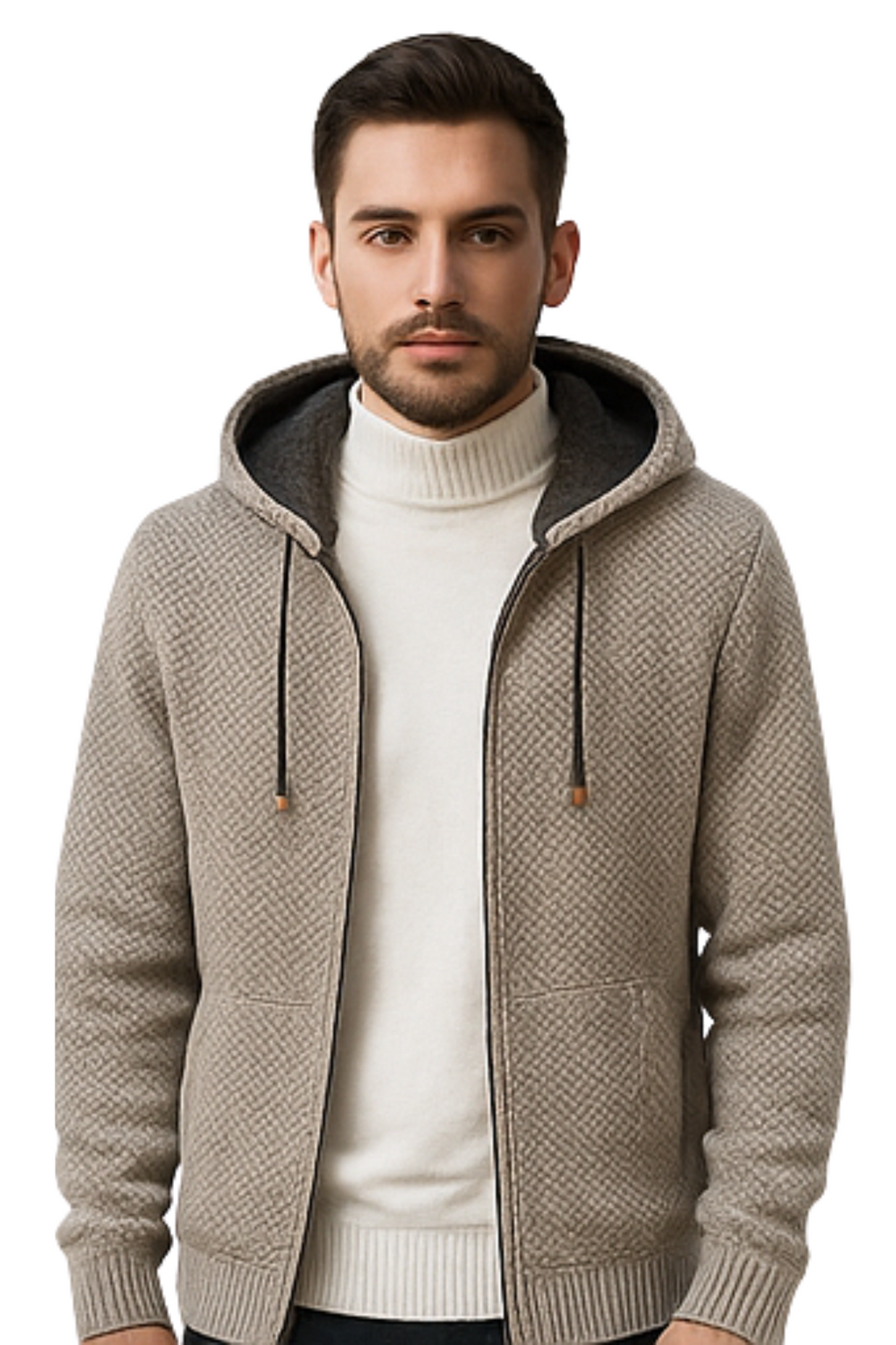 Henry Knit Zip Hoodie Light Gray