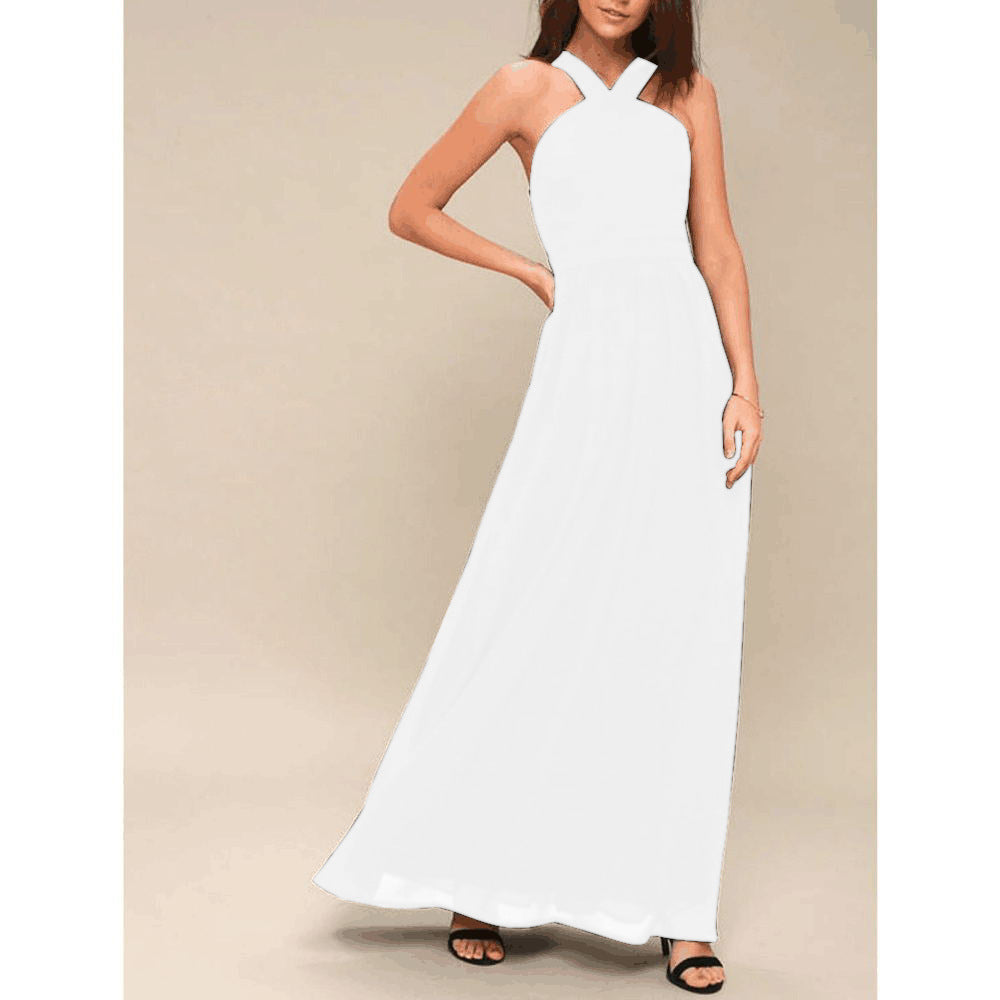 Sara White Wrap-Neck Midi Dress for Women's Fashion Style