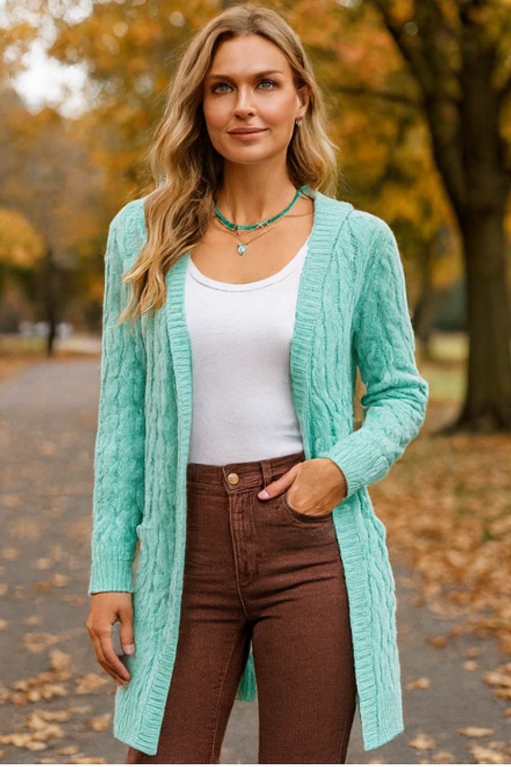 Darienne Comfortable Open-Front Knit Cardigan Soft