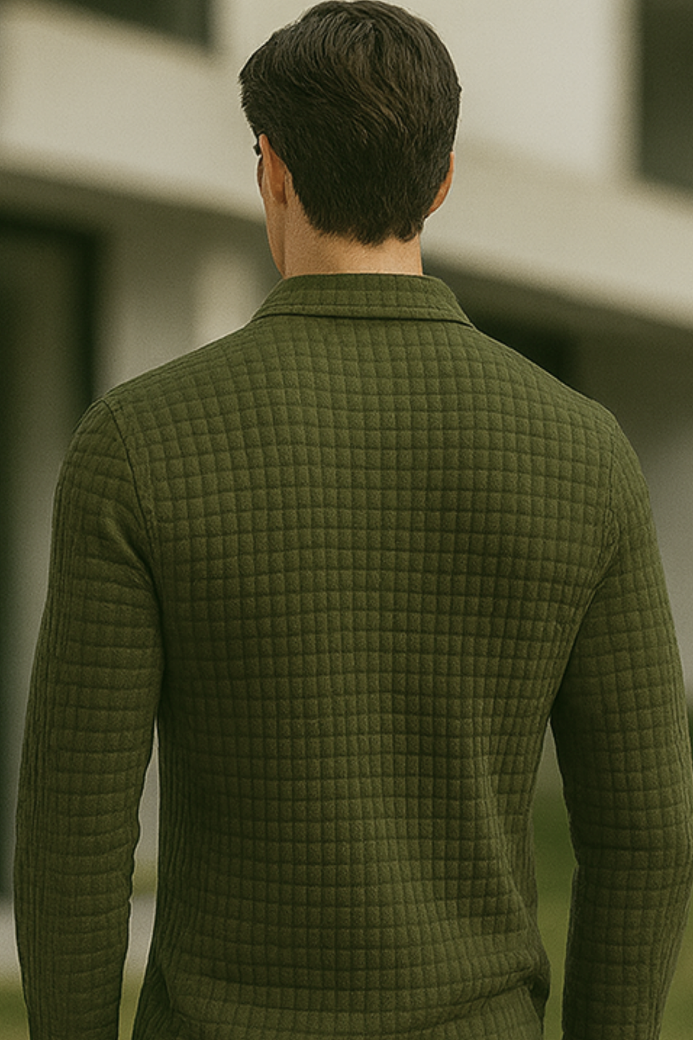 Joven Diamond-Pattern Knit Collared Polo Shirt Top