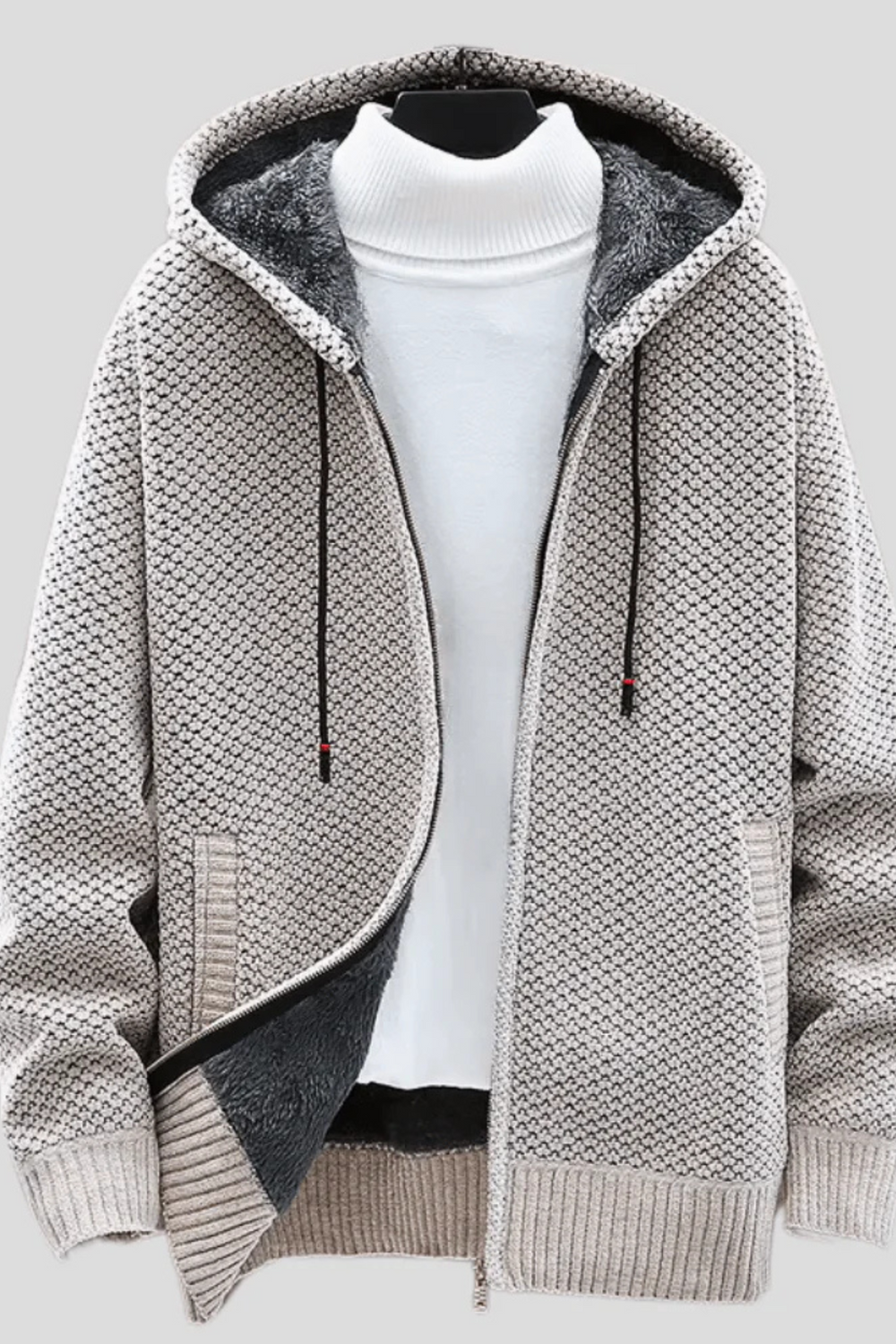 Henry Knit Zip Hoodie Light Gray