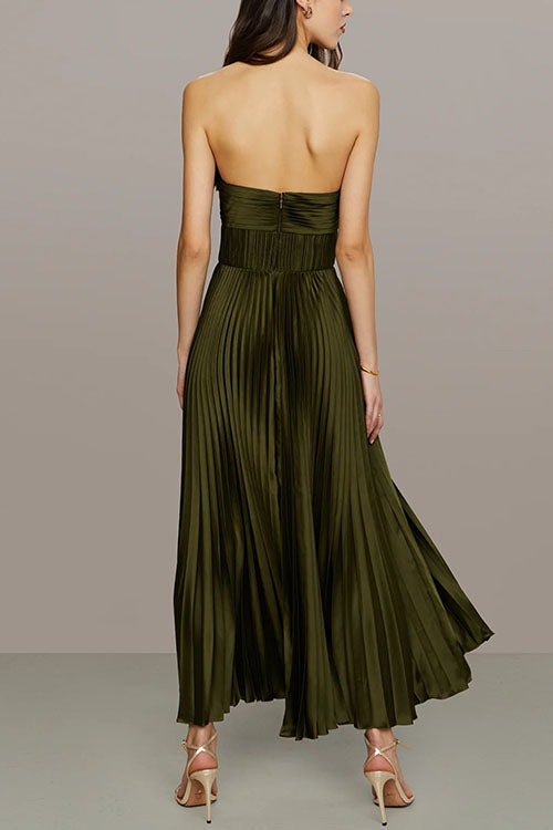 Elarine Strapless Pleated Maxi Dress