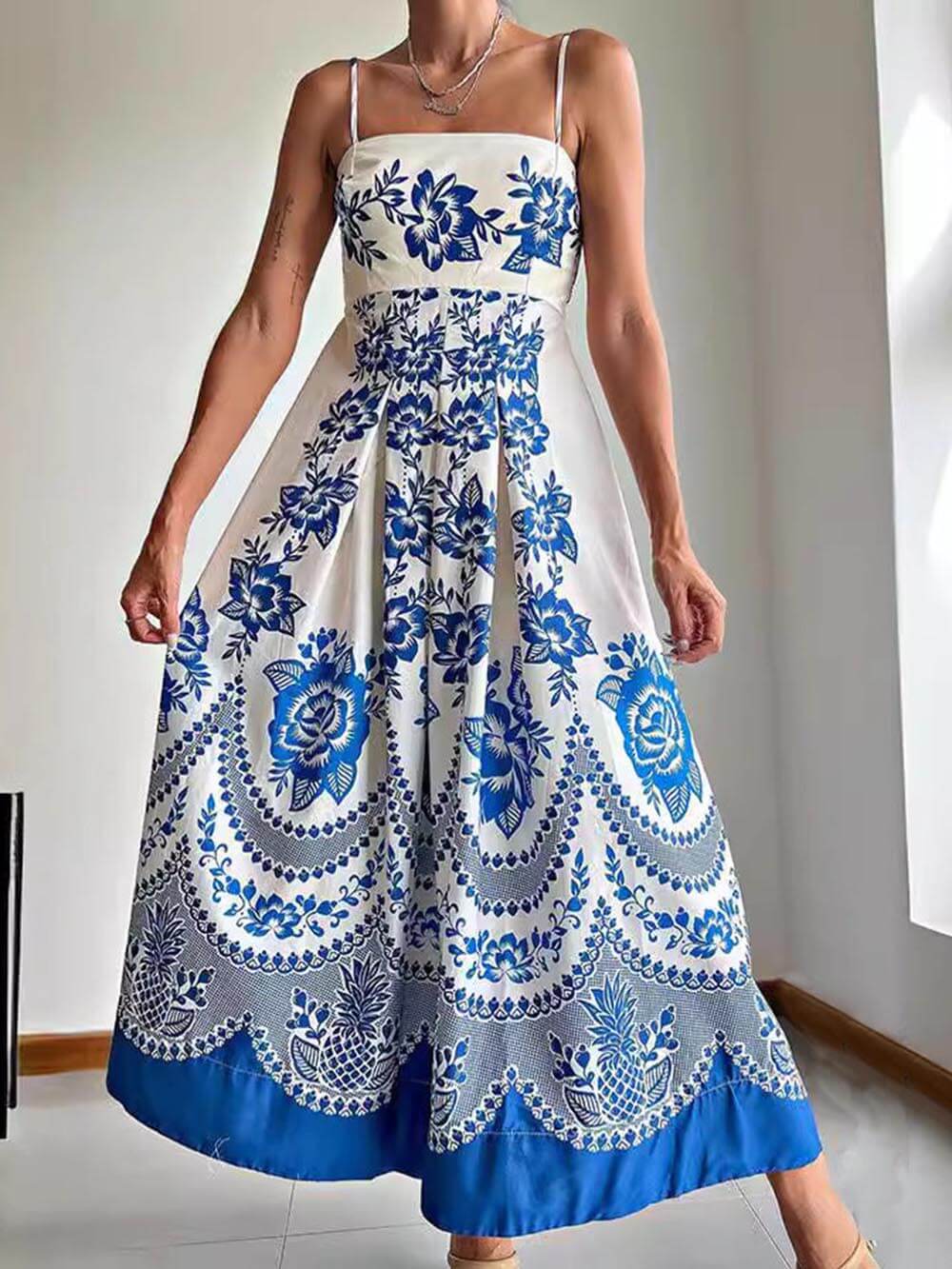 Ethnisch Ethnic Print Floral Midi Dress