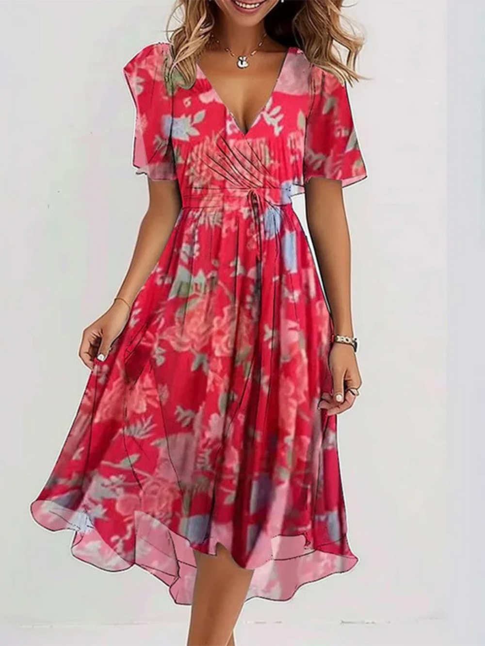 Elsinya Bohemian Style Gradient Ombre Loose Fit Dress