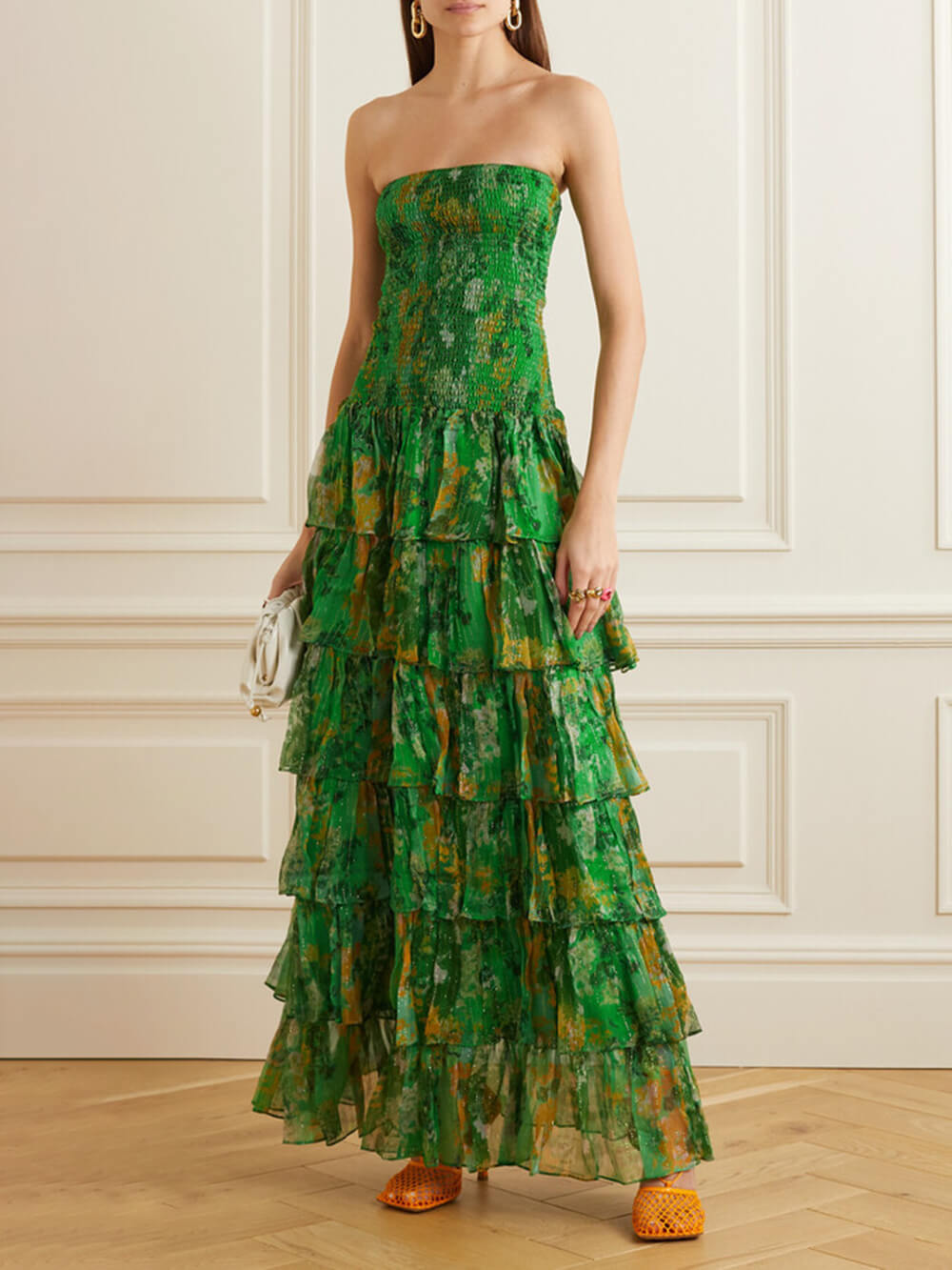 Schulterfreies, Maxi Dress Strapless Floral