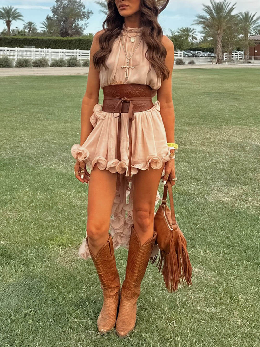 Romantic Drama Halter Ruffle Top