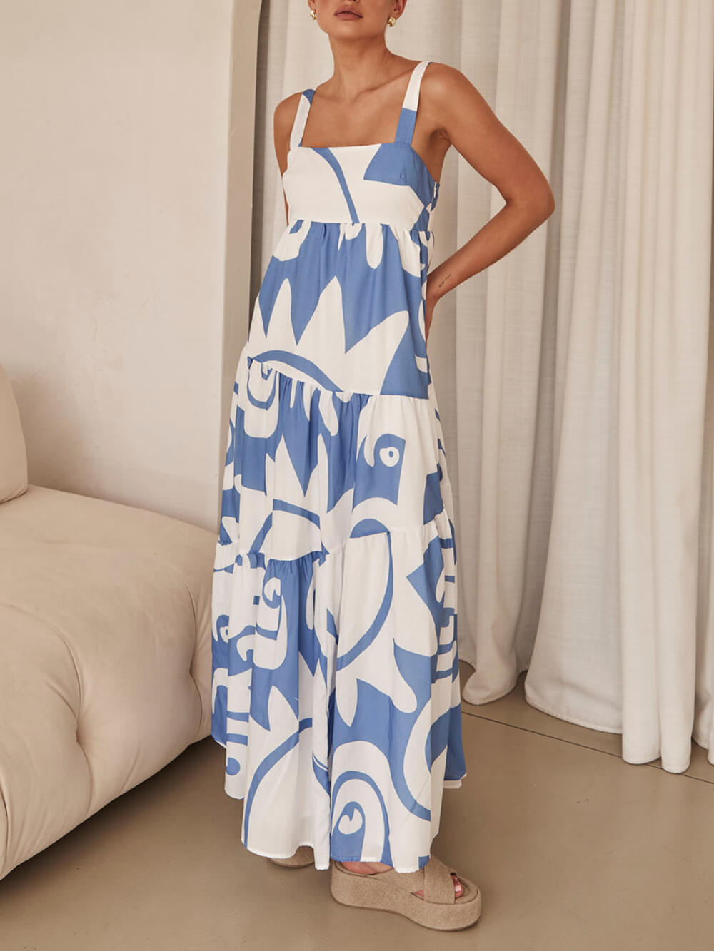 Betty Geometric Pattern Maxi Dress