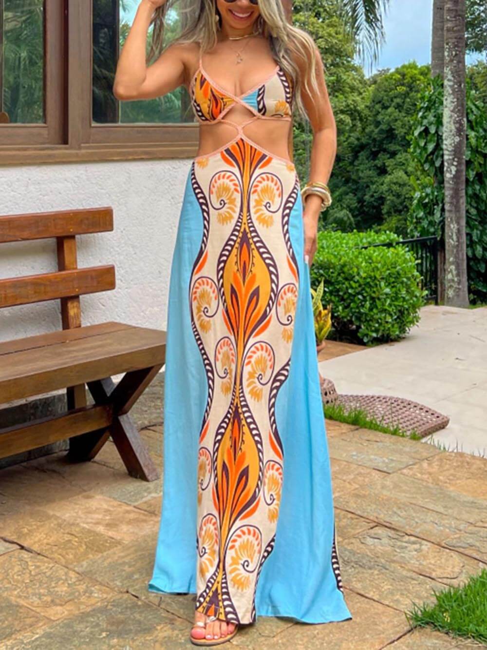Resort Adjustable-Strap Slip Dress for Summer Travel