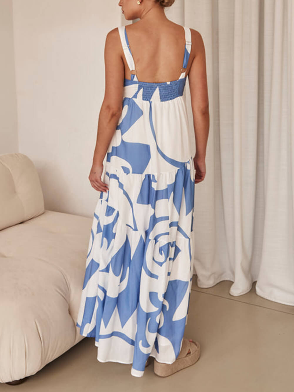 Betty Geometric Pattern Maxi Dress