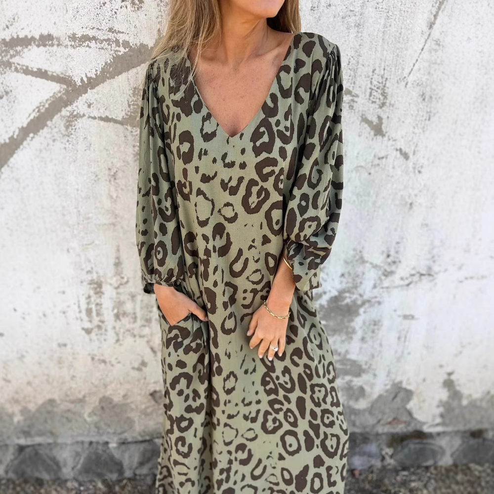 Denise Leopard Print Dress