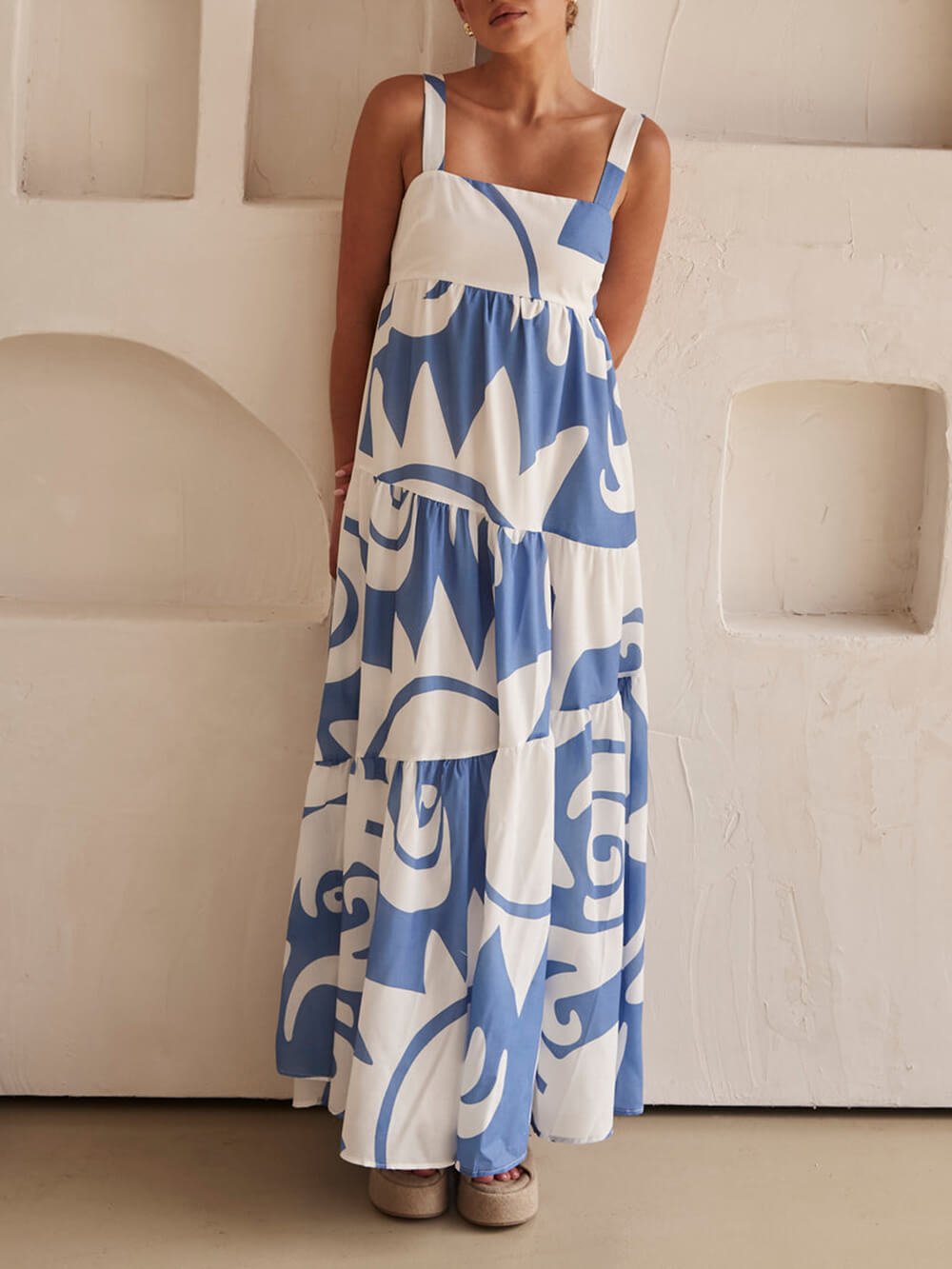 Betty Geometric Pattern Maxi Dress