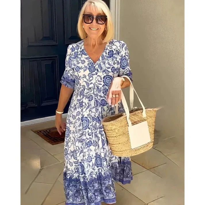 Isla Boho V-Neck Dress, Effortless Elegance