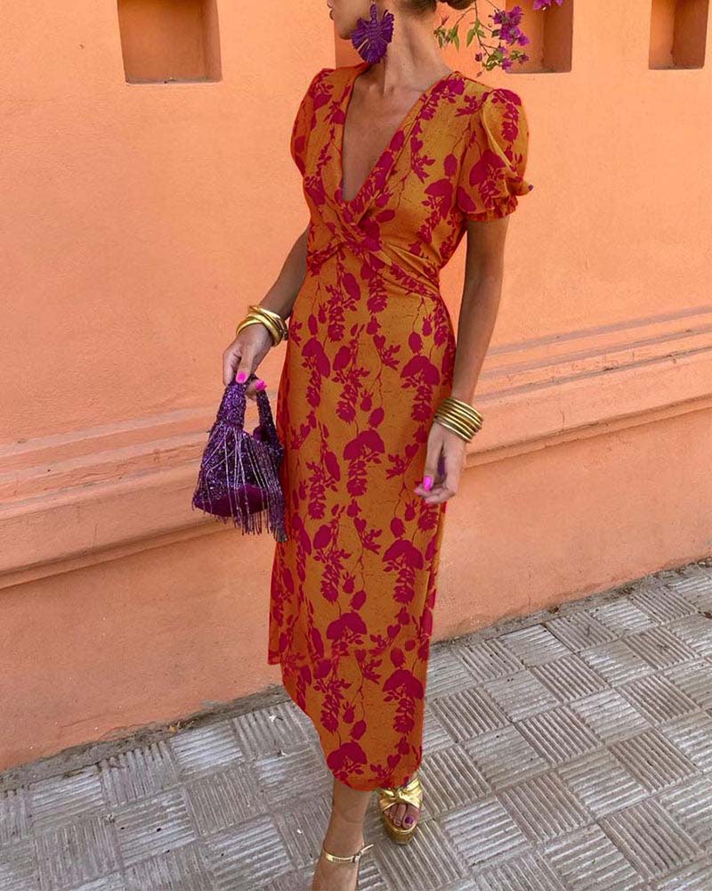 Angelina Atemberaubendes Midi Dress V-Neck