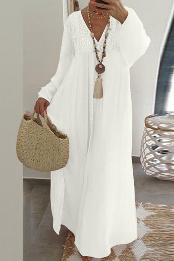 Janet Casual Maxi Dress with Lace Details for Everyday