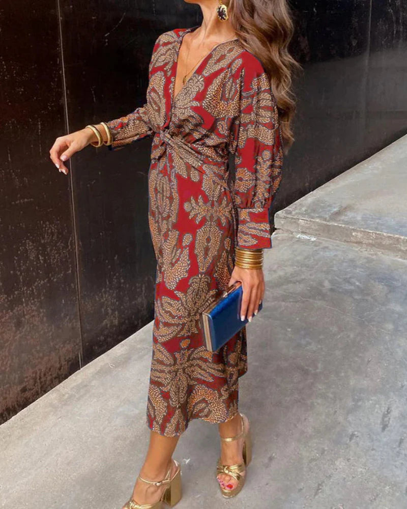 Brenda Long Sleeve Midi Party Dress