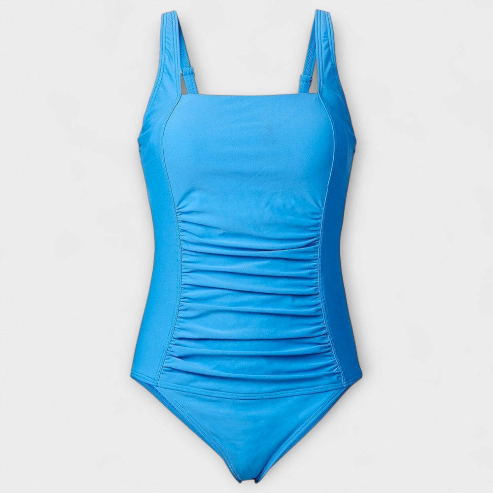 Retro Polka Dot Lined One-Piece Swimsuit with Square Neck