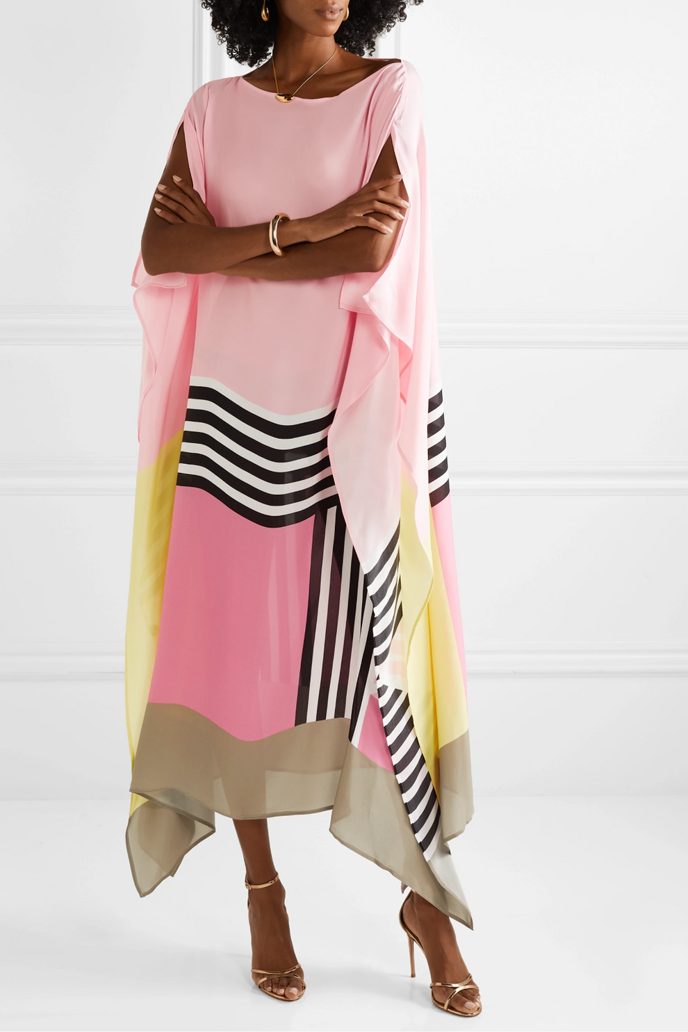 Geometric Batwing Midi Dress