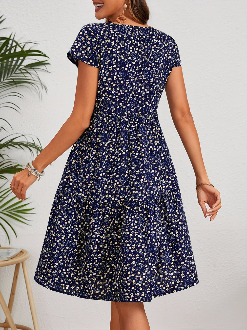 Callista Floral Print Crew Dress