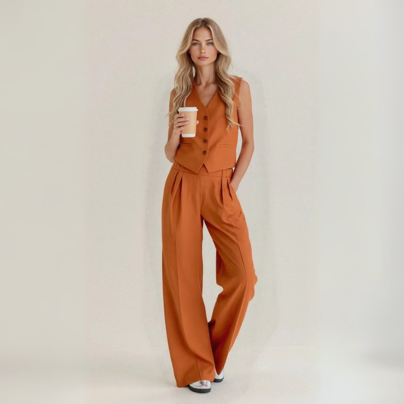Calista Entspanntes Leinen-Two-Piece Set-Set