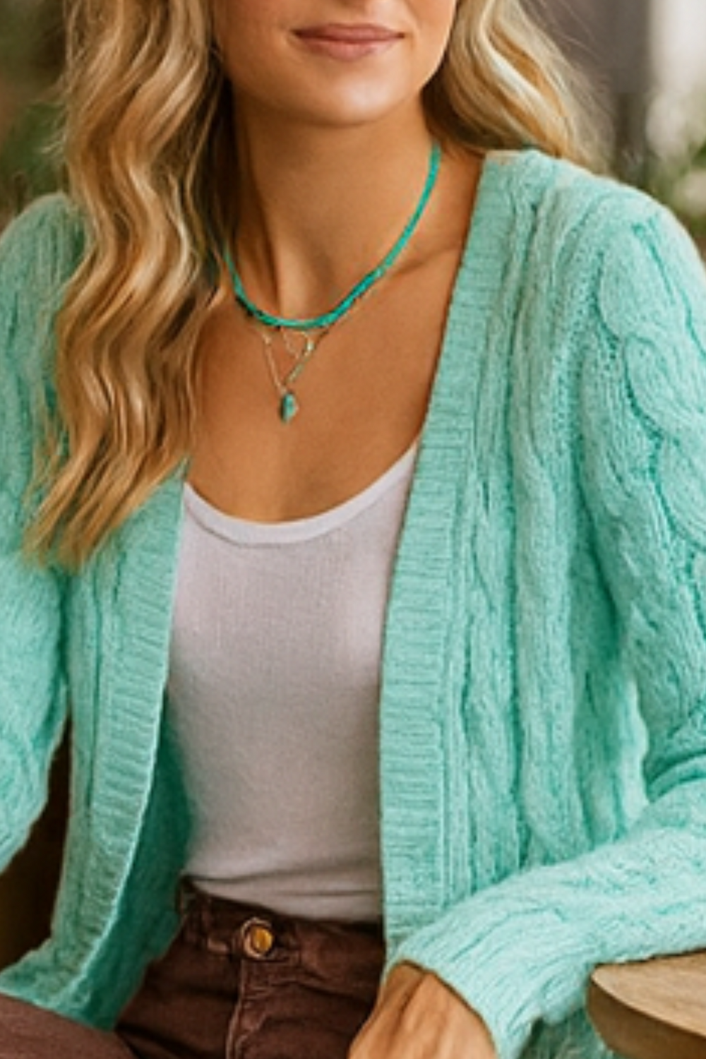Darienne Comfortable Open-Front Knit Cardigan Soft