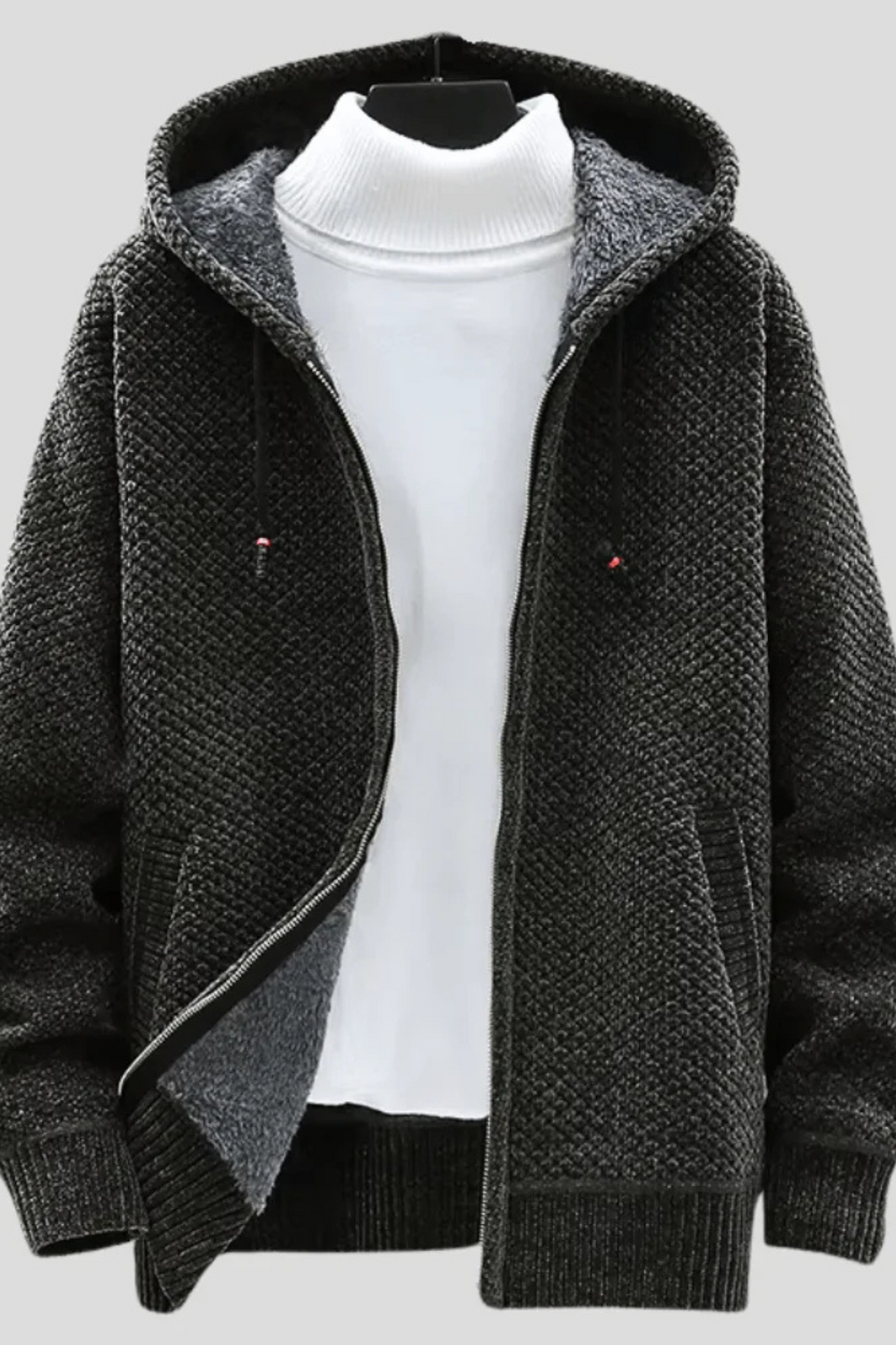 Henry Knit Zip Hoodie Dark Gray