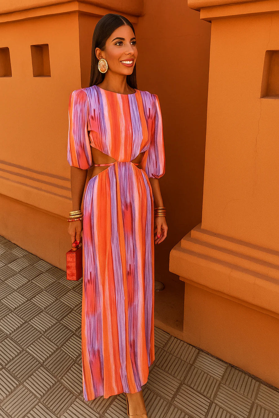 Marlis Side Cut-Out Midi Dress for Modern Elegance