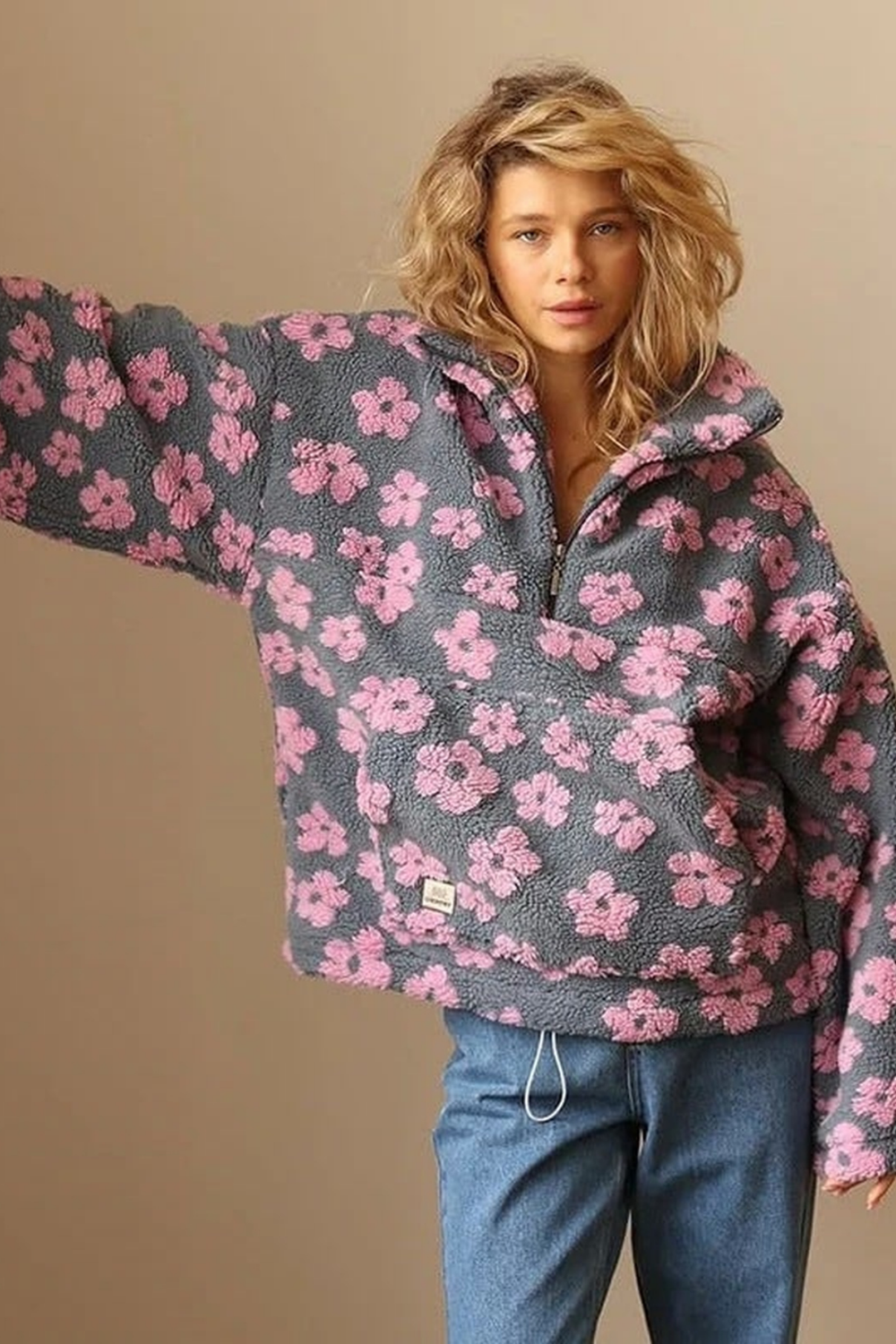 Penny Oversized Floral Knit Sweater, Cozy Boho Style