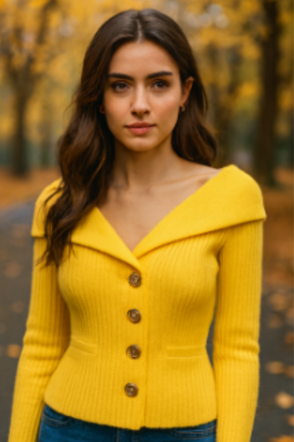 Elizah Off-Shoulder Knit Pullover with Gold Button Detail