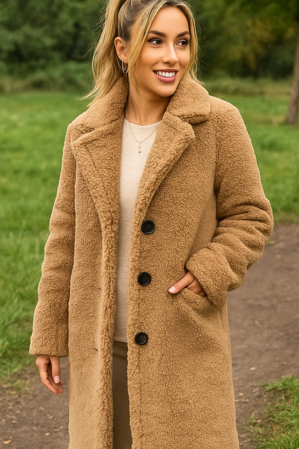 Jess Teddy Mantel Khaki