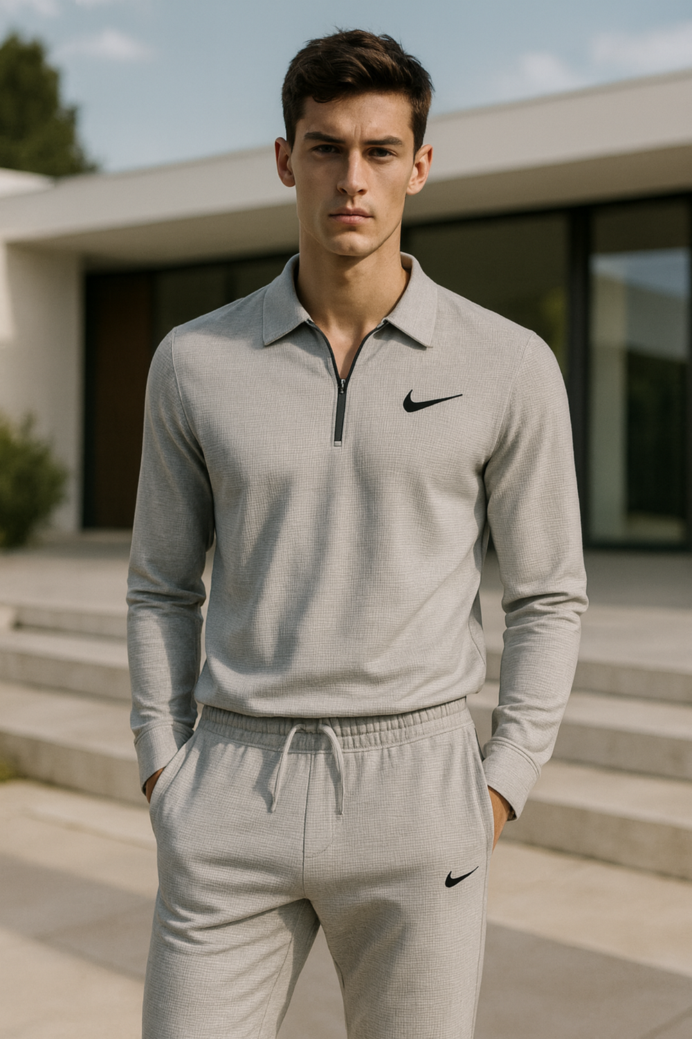 Jhanrik Matching Two-Piece Polo Sweatsuit Set Premium Set