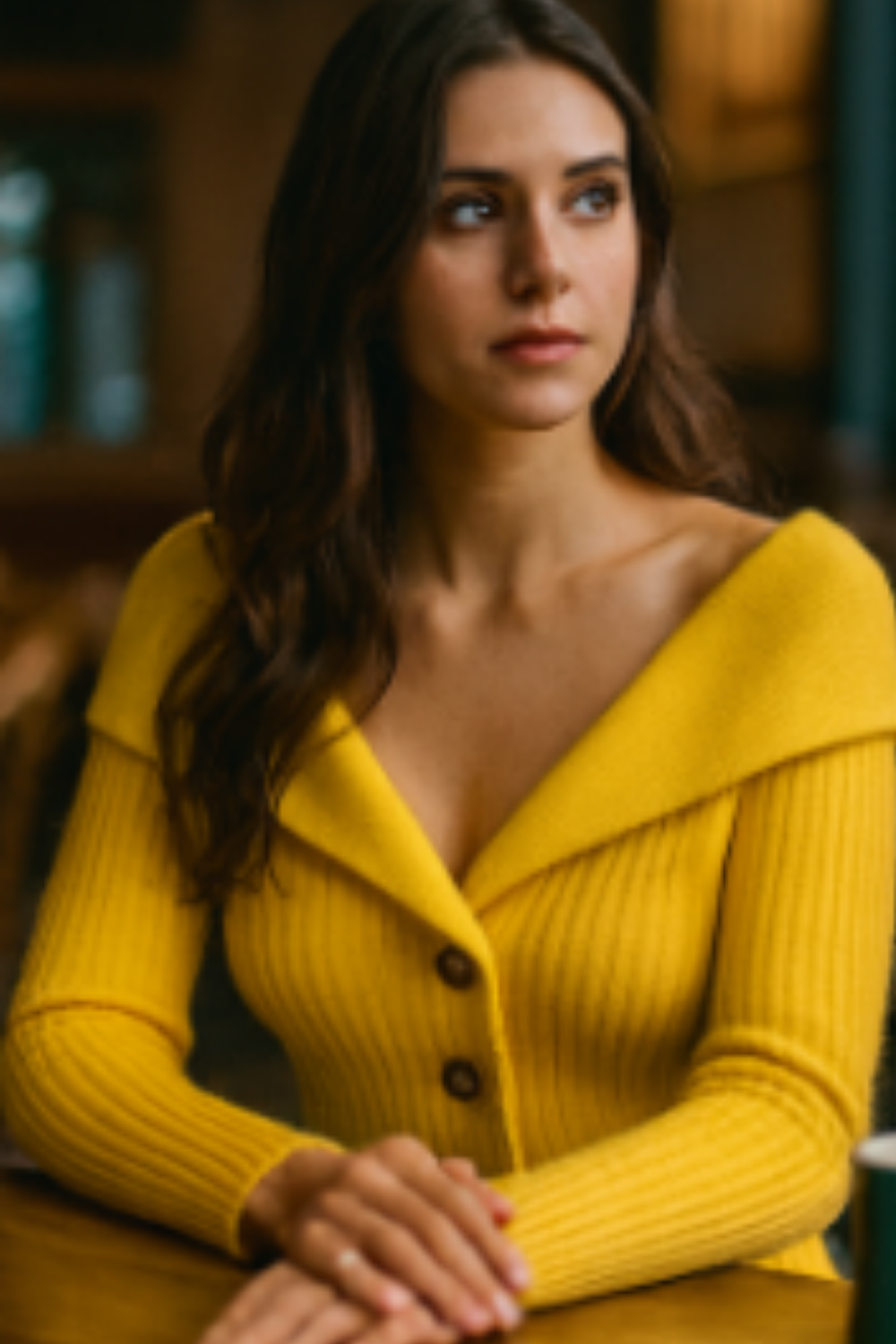 Elizah Off-Shoulder Knit Pullover with Gold Button Detail
