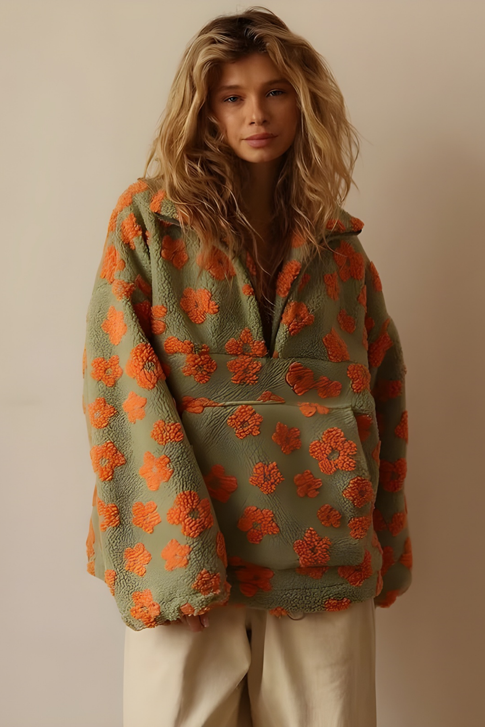 Penny Oversized Floral Knit Sweater, Cozy Boho Style