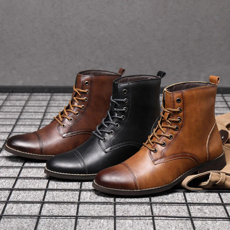 Mateo Faux Leather Cushioned Rubber Sole Ankle Boots