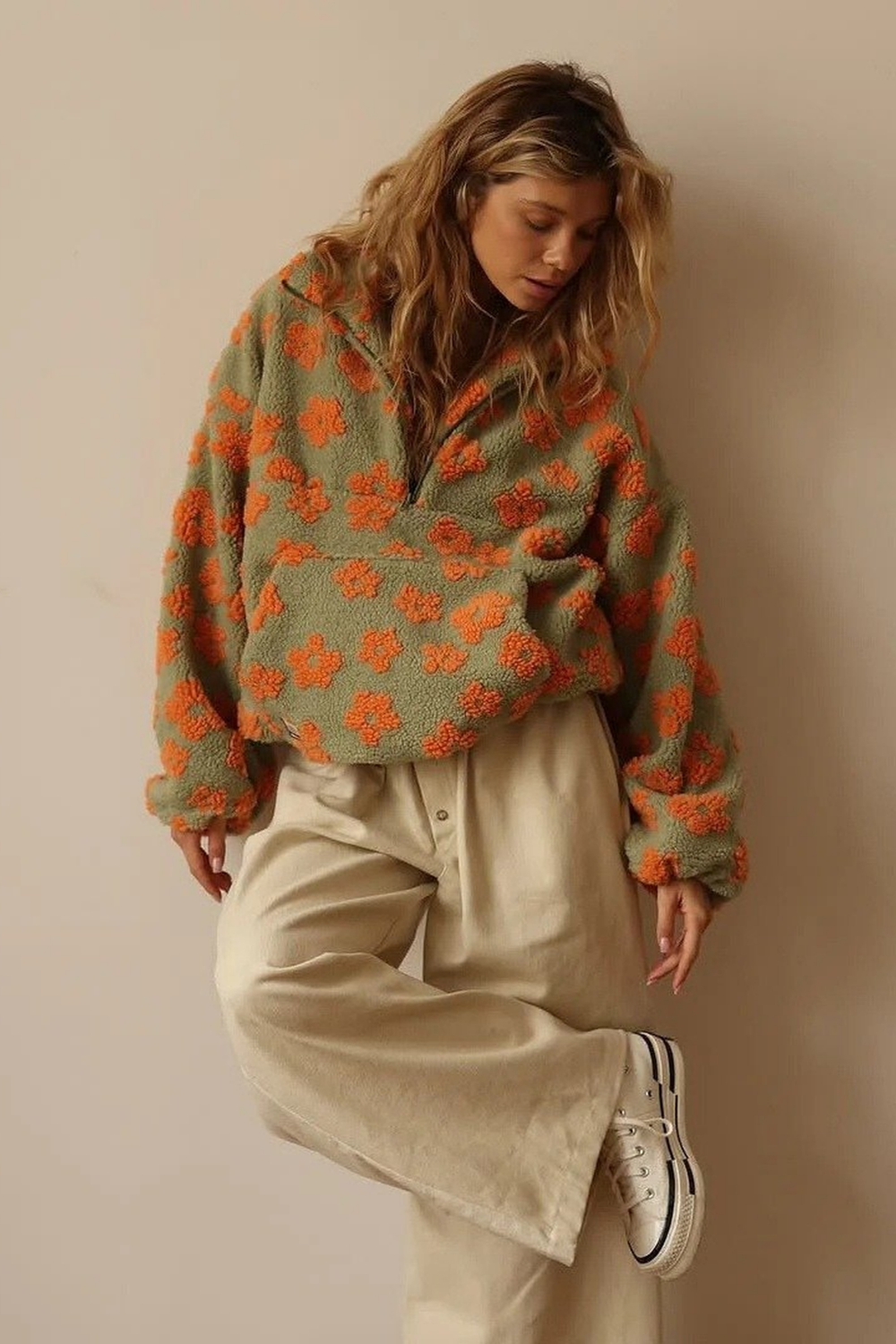 Penny Oversized Floral Knit Sweater, Cozy Boho Style