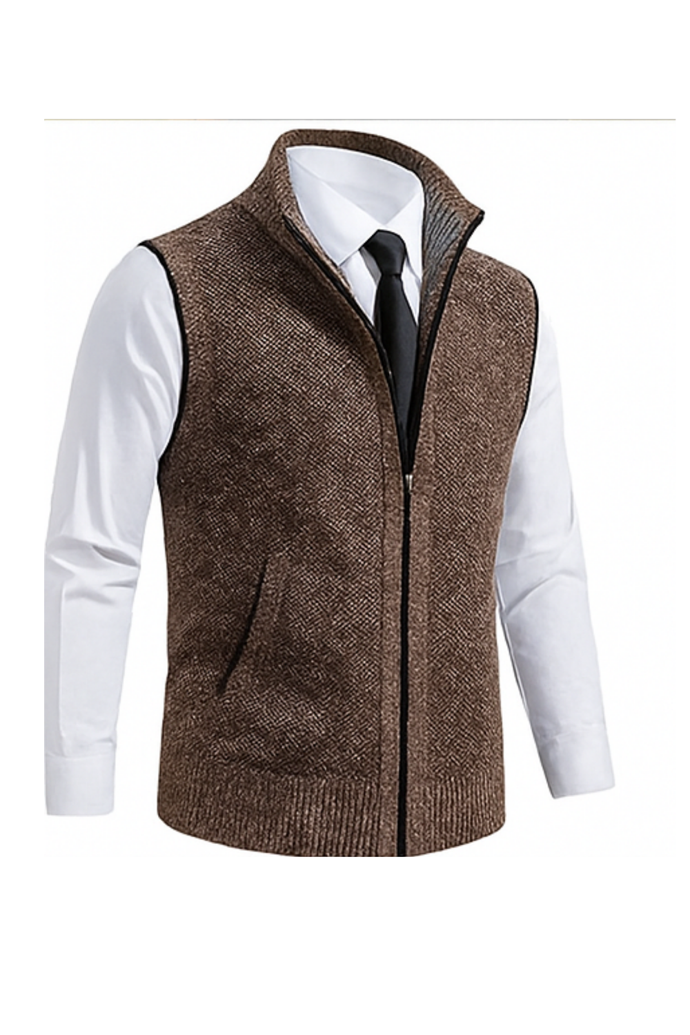 Gerald Zip Cardigan Vest Brown