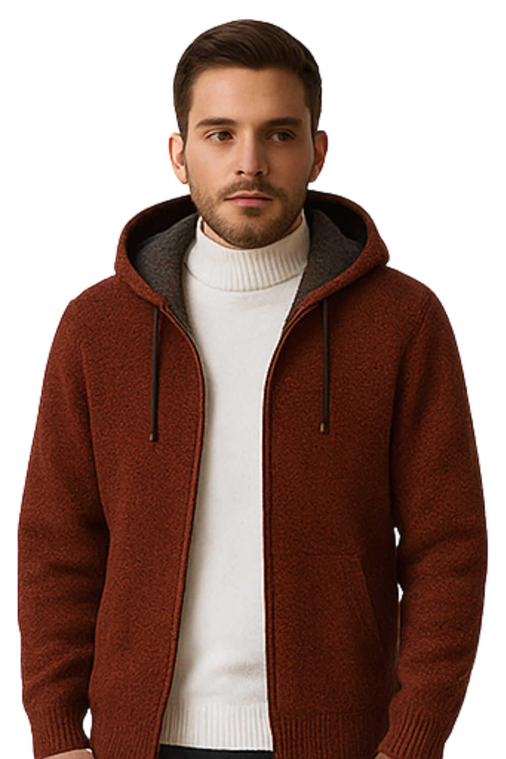 Henry Knit Zip Hoodie Brown