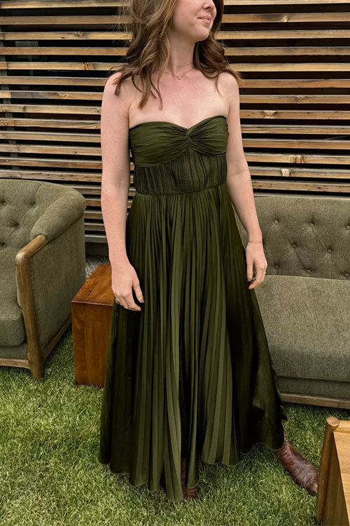 Elarine Strapless Pleated Maxi Dress