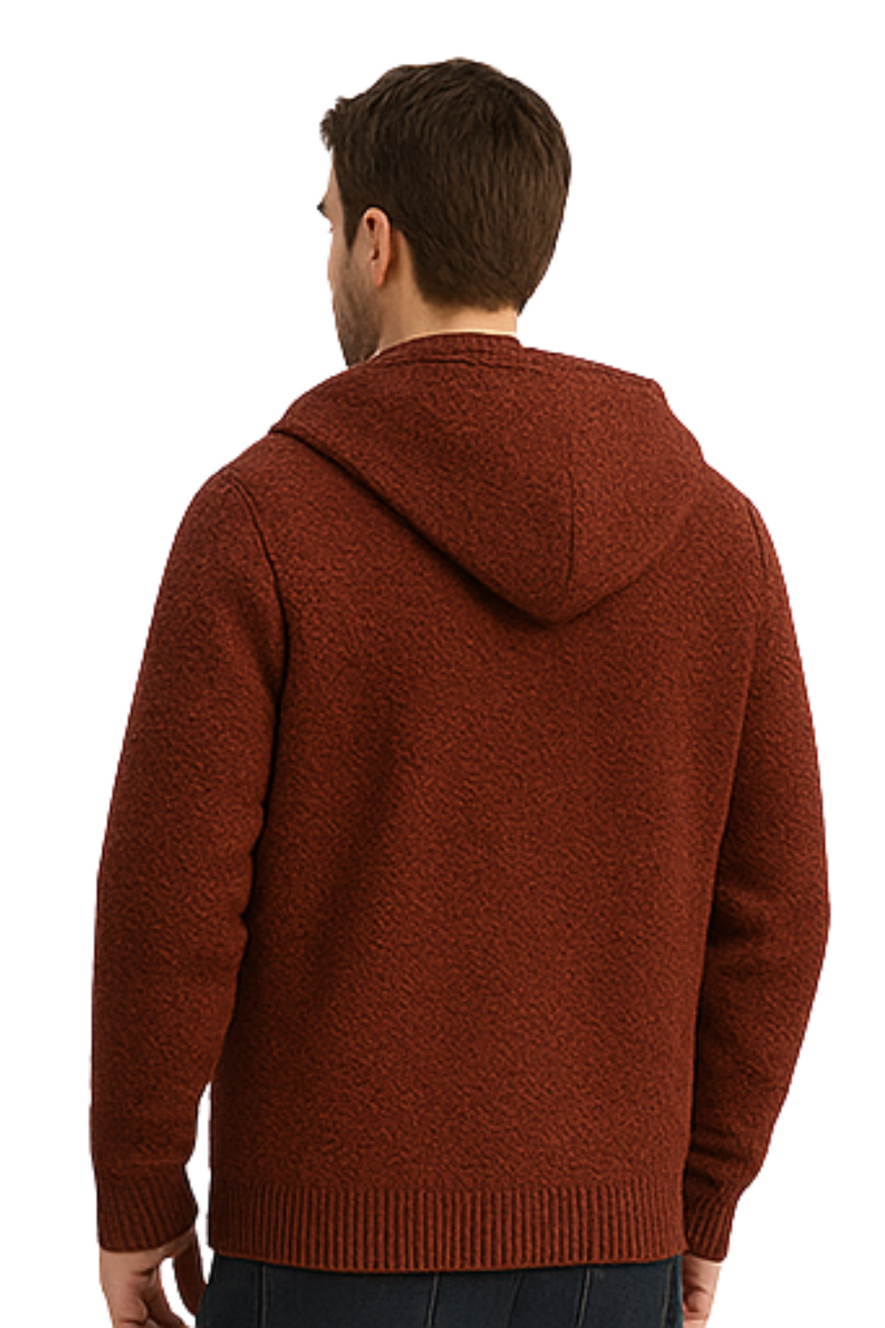 Henry Knit Zip Hoodie Brown