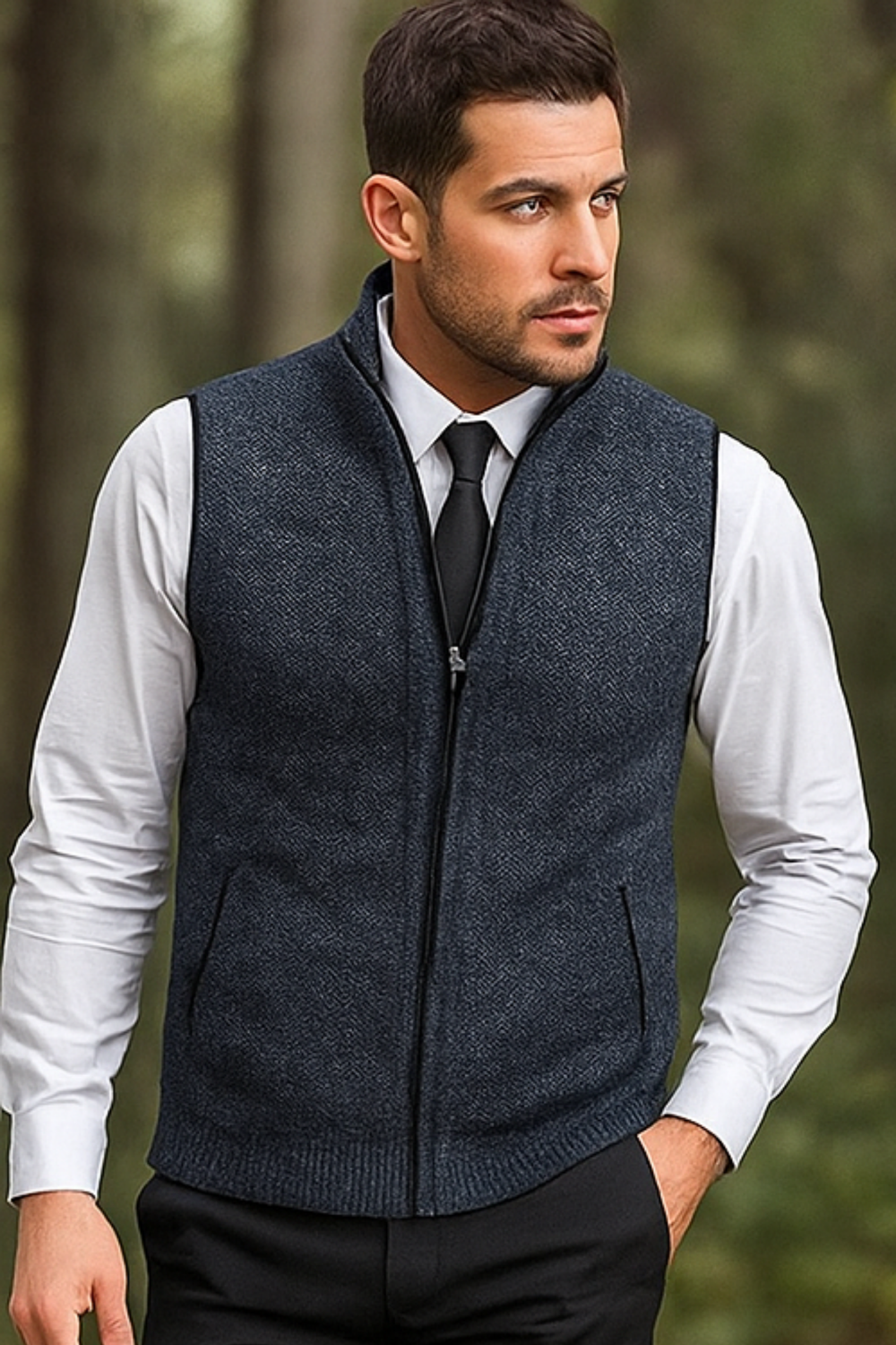 Gerald Zip Cardigan Vest Blue