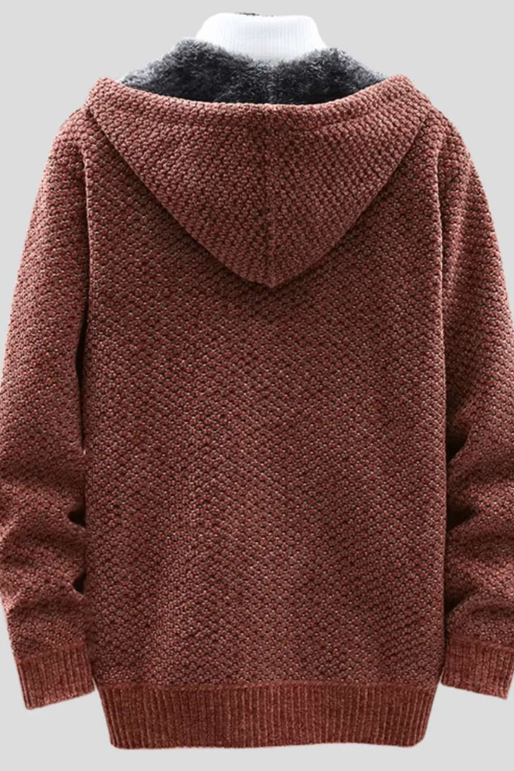 Henry Knit Zip Hoodie Brown