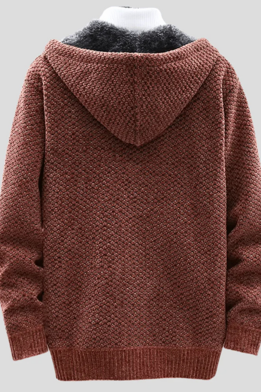 Henry Knit Zip Hoodie Brown